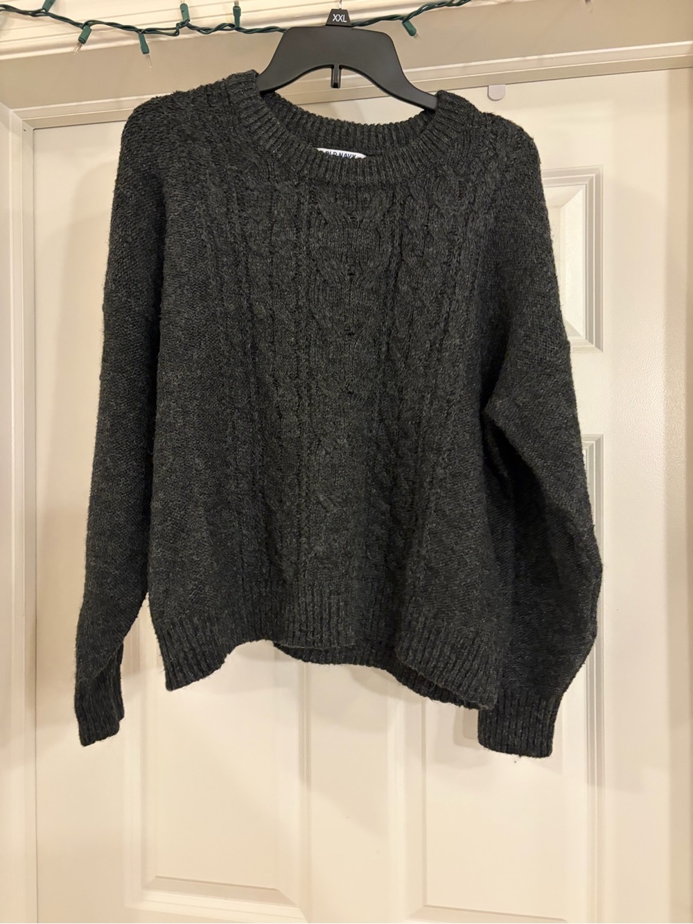 Charcoal Cable Knit Crewneck Sweater